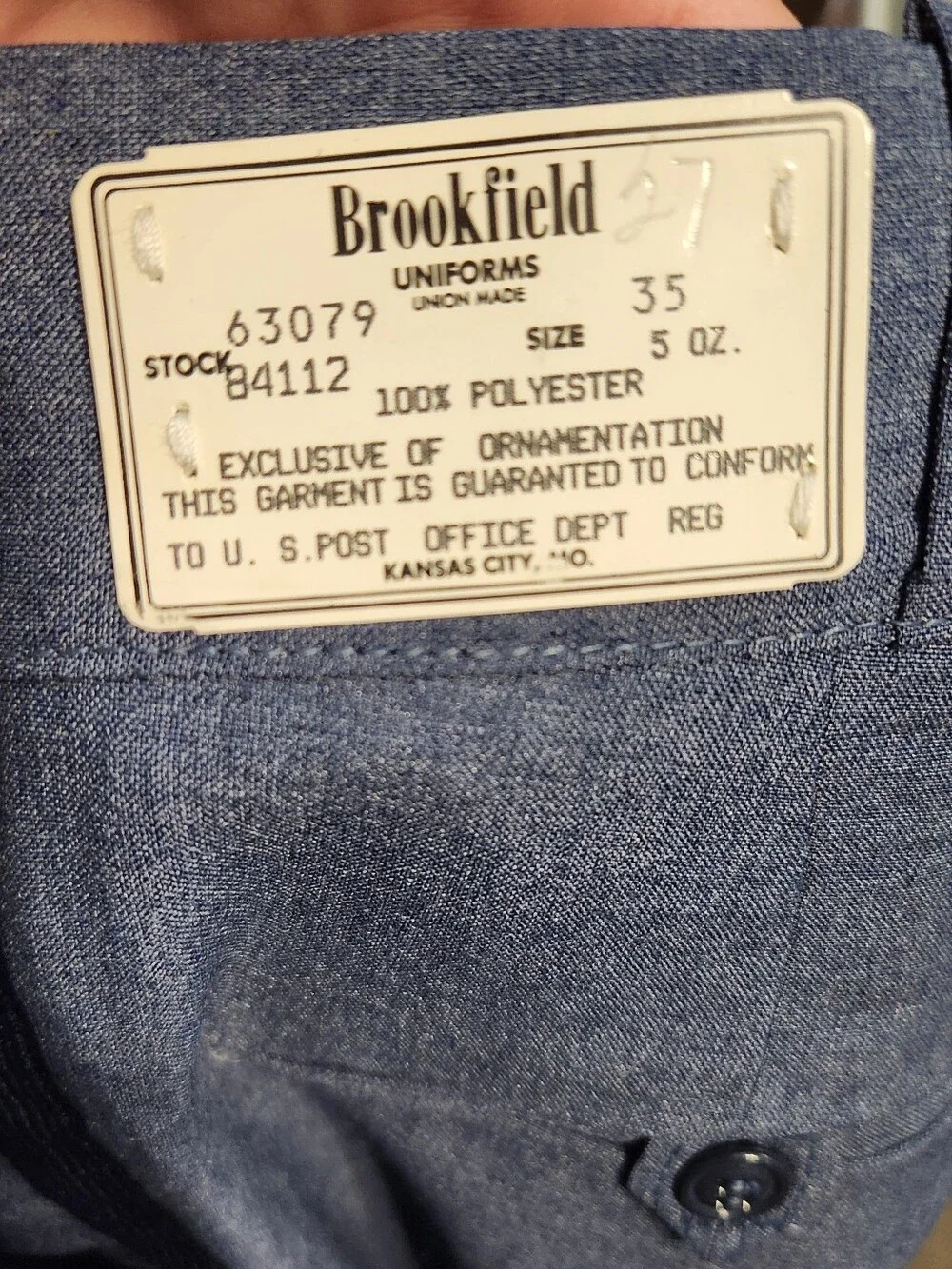 USPS Uniform Pants ,sizs 35